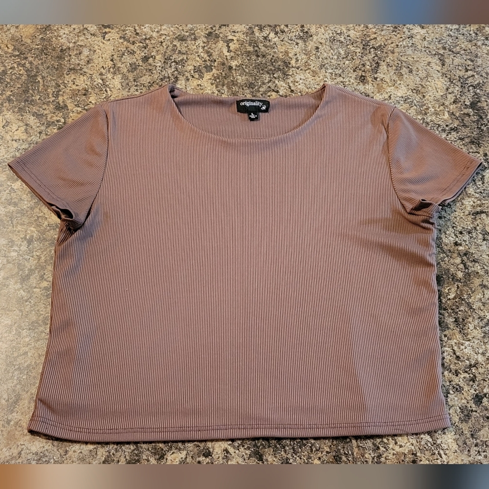 Brown Short Sleeve Crop Top
